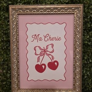 Ma Cherie Pink and Red Decorative Wall Art Print